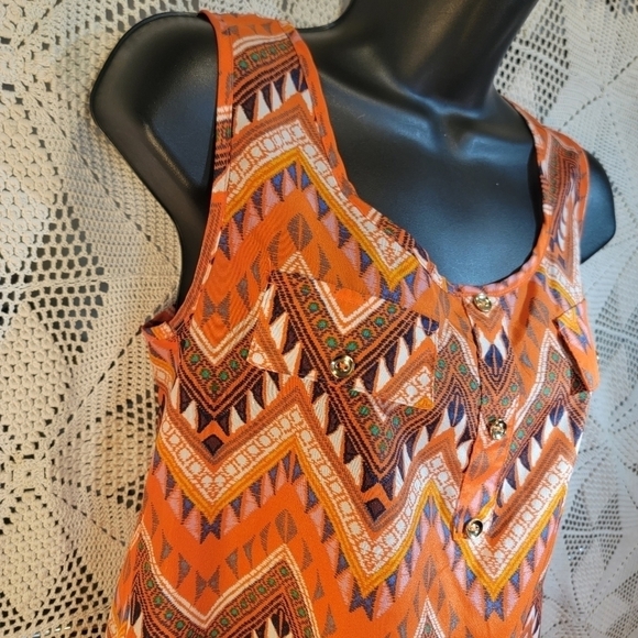 A'Gaci size small  tank top with gold buttons and two front pockets. - Picture 6 of 11